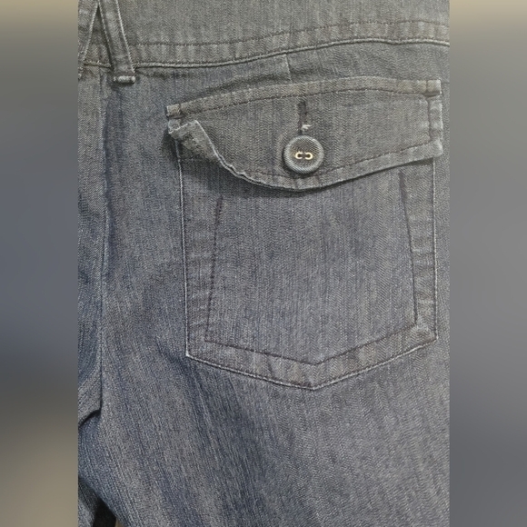 Elle Wide Leg Low Rise Dark Blue Denim Jeans Size 8 - Picture 13 of 13